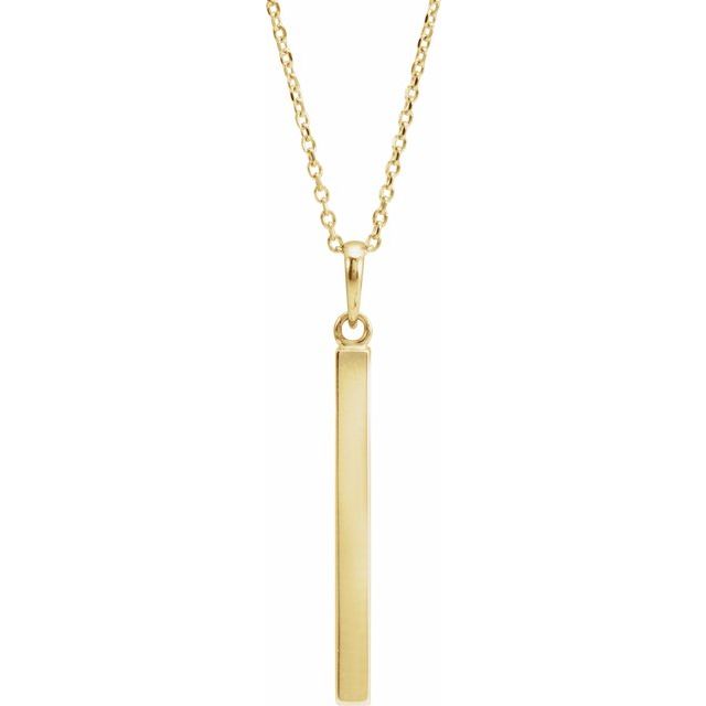 14K Gold Engravable Four Sided Bar Pendant