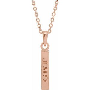14K White Gold 19.3x2.9 mm Engravable Four-Sided Bar Necklace