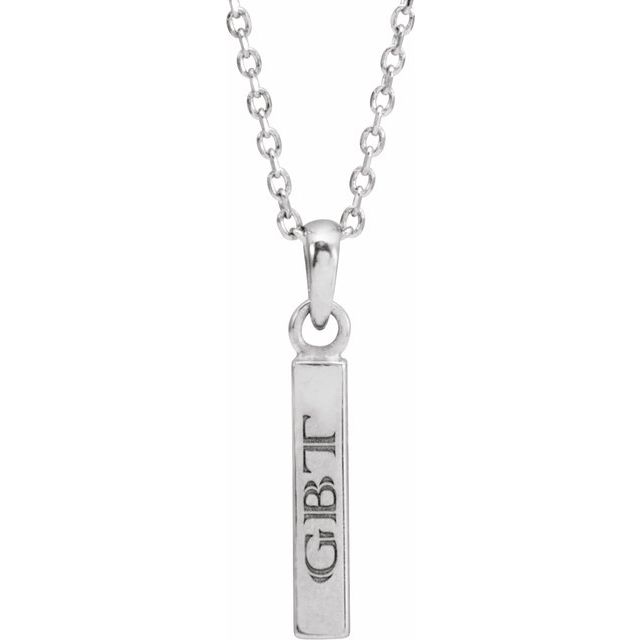 14K White Gold 19.3x2.9 mm Engravable Four-Sided Bar Necklace