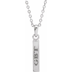 14K White Gold 19.3x2.9 mm Engravable Four-Sided Bar Necklace