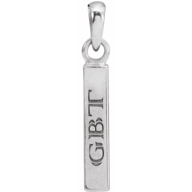 Engravable 14K White Gold Polished Four-Sided Bar Pendant