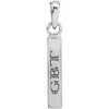 Engravable 14K White Gold Polished Four-Sided Bar Pendant