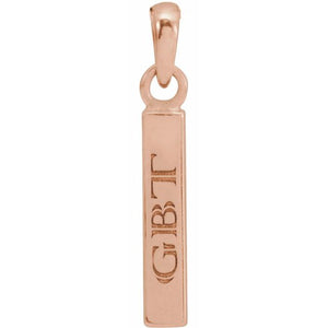 Engravable 14K White Gold Polished Four-Sided Bar Pendant