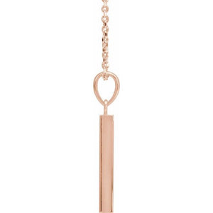 14K White Gold 19.3x2.9 mm Engravable Four-Sided Bar Necklace