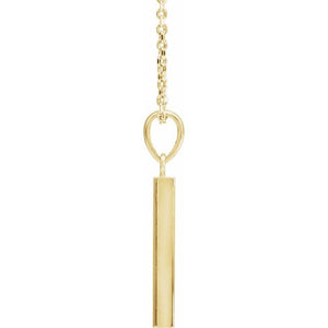 14K White Gold 19.3x2.9 mm Engravable Four-Sided Bar Necklace