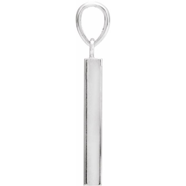 Engravable 14K White Gold Polished Four-Sided Bar Pendant