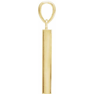 Engravable 14K White Gold Polished Four-Sided Bar Pendant