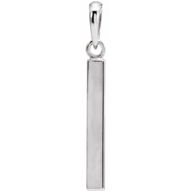 Engravable 14K White Gold Polished Four-Sided Bar Pendant