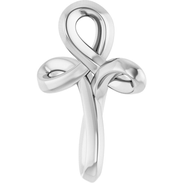 Polished 14K White Gold Freeform Cross Pendant - 13.4x10.4 mm