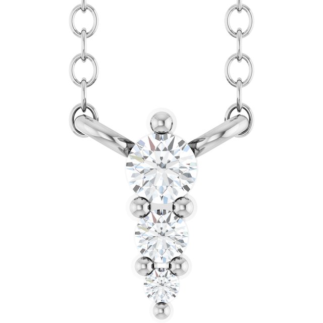 14K White Gold .05 CTW Natural Diamond 18" Graduated Necklace