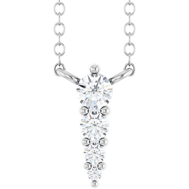 14K White Gold .05 CTW Natural Diamond 18" Graduated Necklace