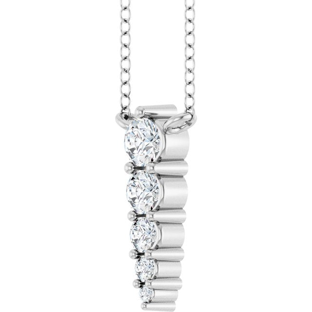 14K White Gold .05 CTW Natural Diamond 18" Graduated Necklace