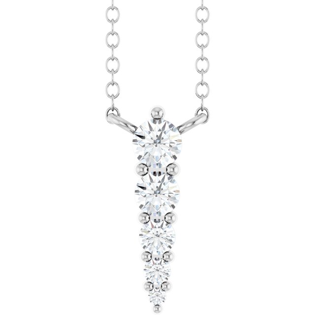 14K White Gold .05 CTW Natural Diamond 18" Graduated Necklace