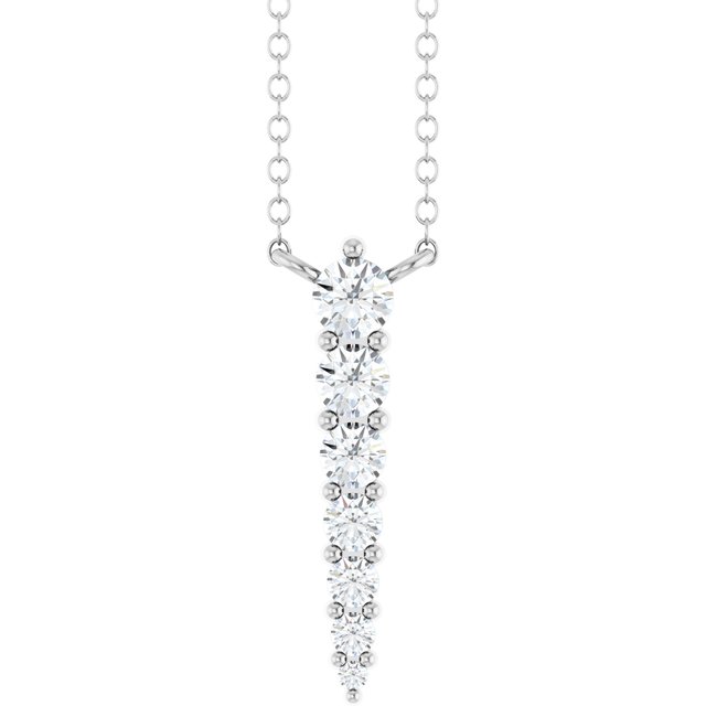 14K White Gold .05 CTW Natural Diamond 18" Graduated Necklace