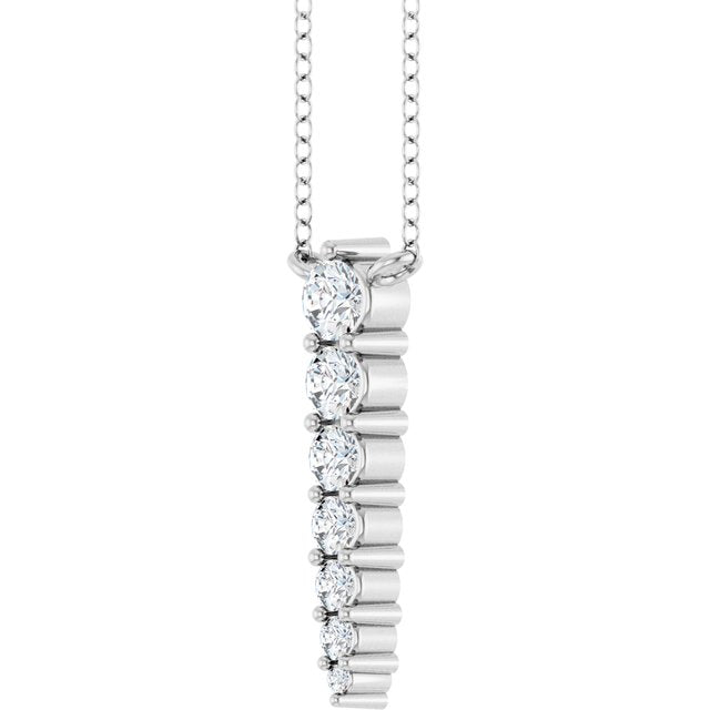 14K White Gold .05 CTW Natural Diamond 18" Graduated Necklace