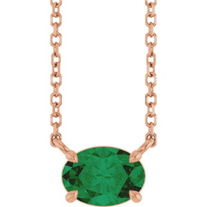 Lab-Grown Emerald 4-Prong Claw Necklace Crafted in 14K Gold, Silver & Platinum