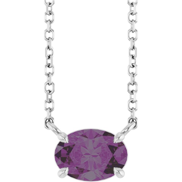 Lab-Grown Sapphire Radiant 4-Prong Claw Necklace in 14K Gold, Sterling Silver & Platinum