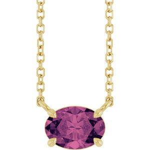 Natural Amethyst Oval 4-Prong Claw Necklace in 14K Gold, Platinum and Silver