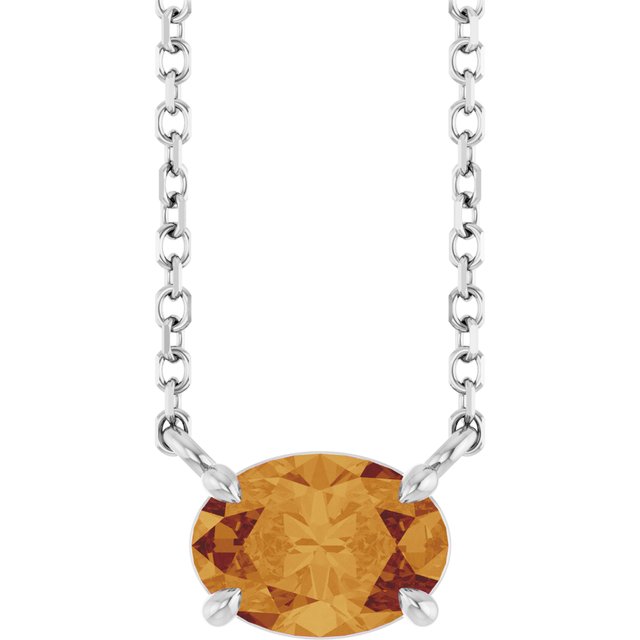 Natural Amethyst Oval 4-Prong Claw Necklace in 14K Gold, Platinum and Silver