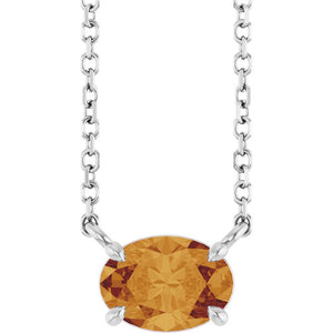 Natural Amethyst Oval 4-Prong Claw Necklace in 14K Gold, Platinum and Silver