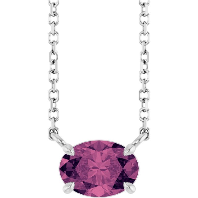 Natural Amethyst Oval 4-Prong Claw Necklace in 14K Gold, Platinum and Silver