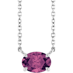Natural Amethyst Oval 4-Prong Claw Necklace in 14K Gold, Platinum and Silver