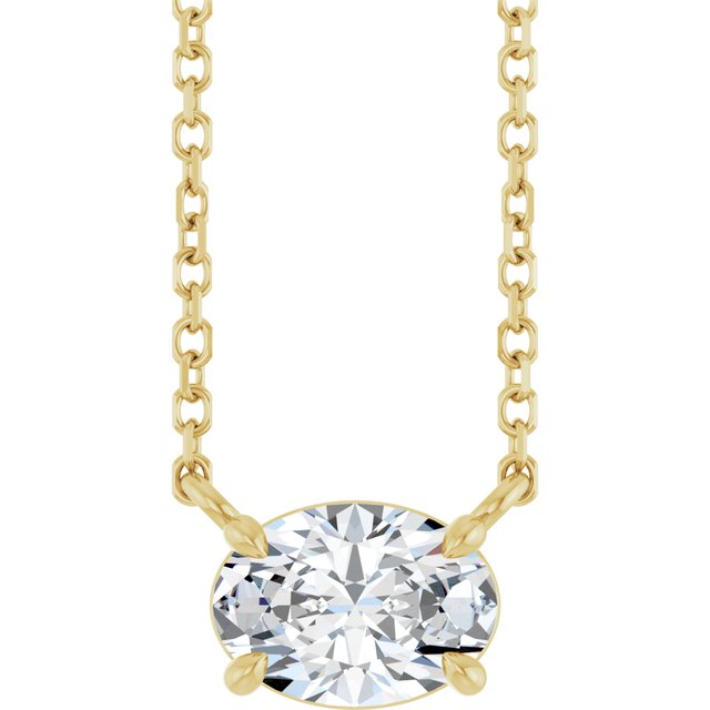 Natural Amethyst Oval 4-Prong Claw Necklace in 14K Gold, Platinum and Silver