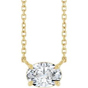 Natural Amethyst Oval 4-Prong Claw Necklace in 14K Gold, Platinum and Silver