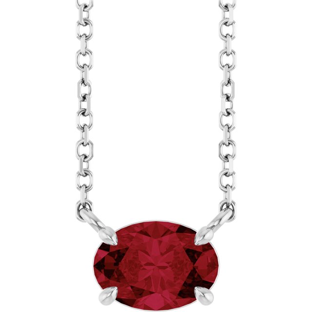 Lab-Grown Sapphire Radiant 4-Prong Claw Necklace in 14K Gold, Sterling Silver & Platinum