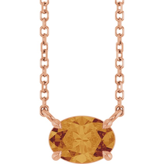 Natural Amethyst Oval 4-Prong Claw Necklace in 14K Gold, Platinum and Silver