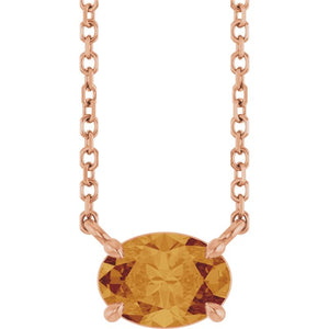 Natural Amethyst Oval 4-Prong Claw Necklace in 14K Gold, Platinum and Silver