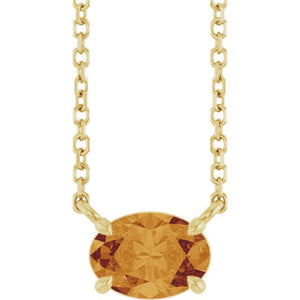 Natural Amethyst Oval 4-Prong Claw Necklace in 14K Gold, Platinum and Silver