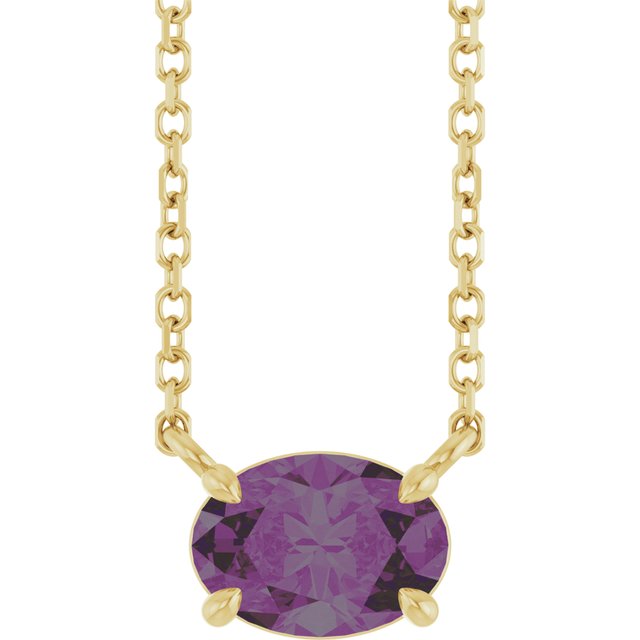 14K Gold Natural Emerald 4-Prong Claw Necklace