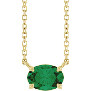14K Gold Natural Emerald 4-Prong Claw Necklace