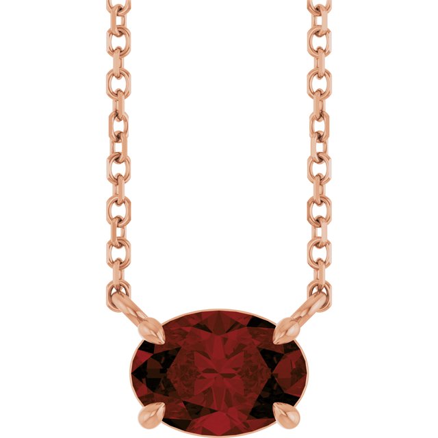 Natural Amethyst Oval 4-Prong Claw Necklace in 14K Gold, Platinum and Silver