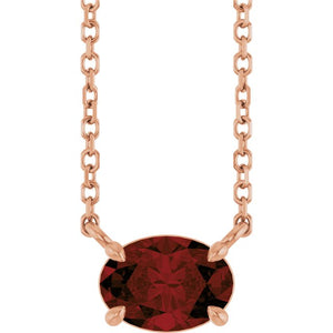 Natural Amethyst Oval 4-Prong Claw Necklace in 14K Gold, Platinum and Silver
