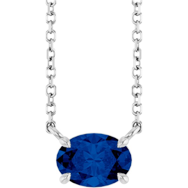 Lab-Grown Sapphire Radiant 4-Prong Claw Necklace in 14K Gold, Sterling Silver & Platinum