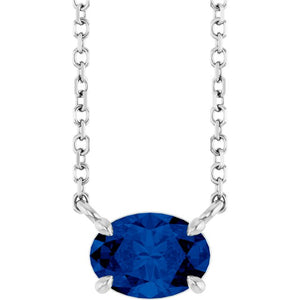Lab-Grown Sapphire Radiant 4-Prong Claw Necklace in 14K Gold, Sterling Silver & Platinum