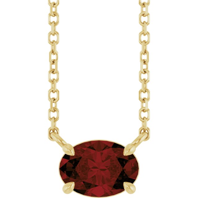 Natural Amethyst Oval 4-Prong Claw Necklace in 14K Gold, Platinum and Silver