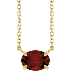 Natural Amethyst Oval 4-Prong Claw Necklace in 14K Gold, Platinum and Silver