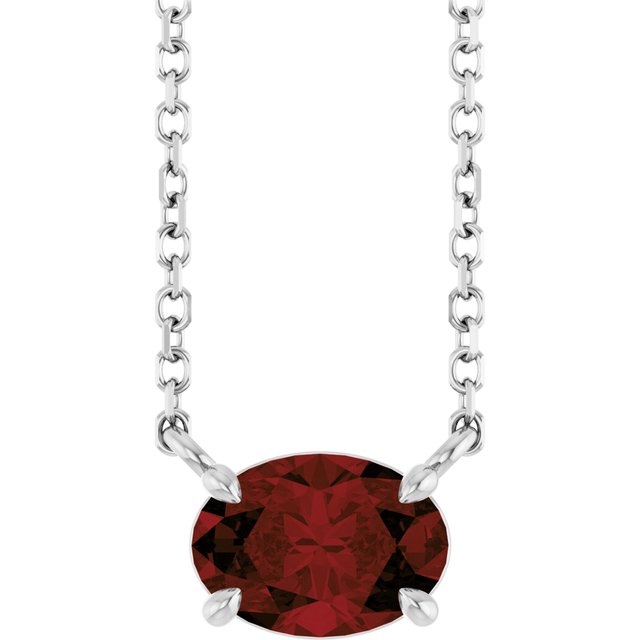 Natural Amethyst Oval 4-Prong Claw Necklace in 14K Gold, Platinum and Silver