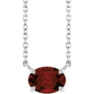 Natural Amethyst Oval 4-Prong Claw Necklace in 14K Gold, Platinum and Silver