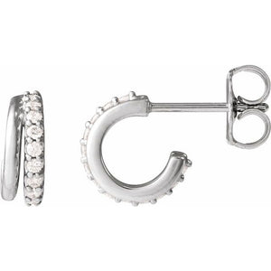 14K Yellow Gold Natural Diamond Hoop Earrings - 1/6 CTW Sparkle