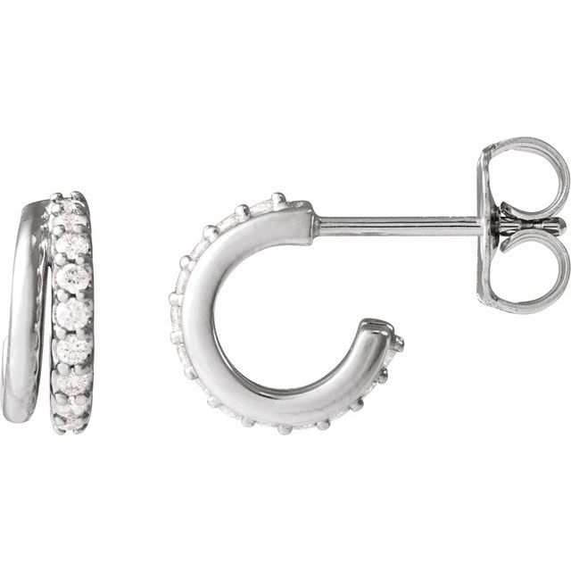 14K Gold Natural Diamond Hoop Earrings - Options Available