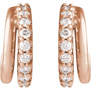 14K Yellow Gold Natural Diamond Hoop Earrings - 1/6 CTW Sparkle