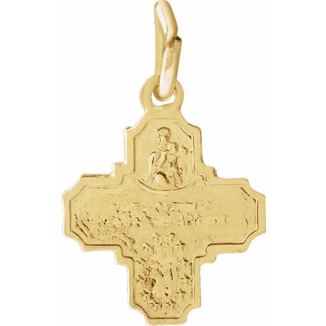 Sterling Silver 25x24 mm Four-Way Cross Medal Necklace - Faith Symbol