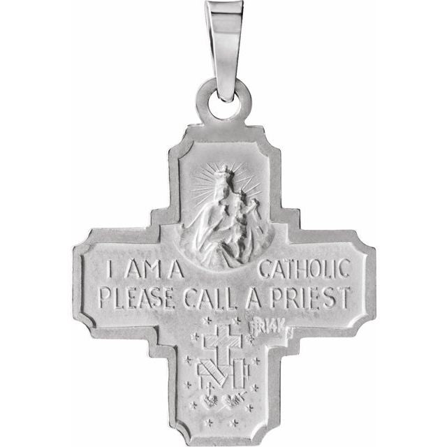 Sterling Silver 25x24  mm Four-Way Cross Medal 24" Necklace