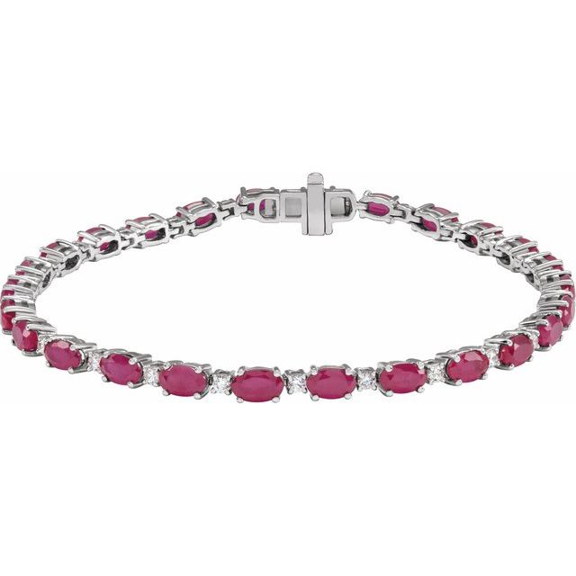 14K Gold Lab-Grown Ruby And Lab-Grown Diamond Line Bracelet