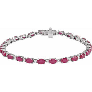 14K Gold Lab-Grown Ruby And Lab-Grown Diamond Line Bracelet