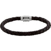 Stainless Steel & 6 mm Black Braided Leather Adjustable Bracelet